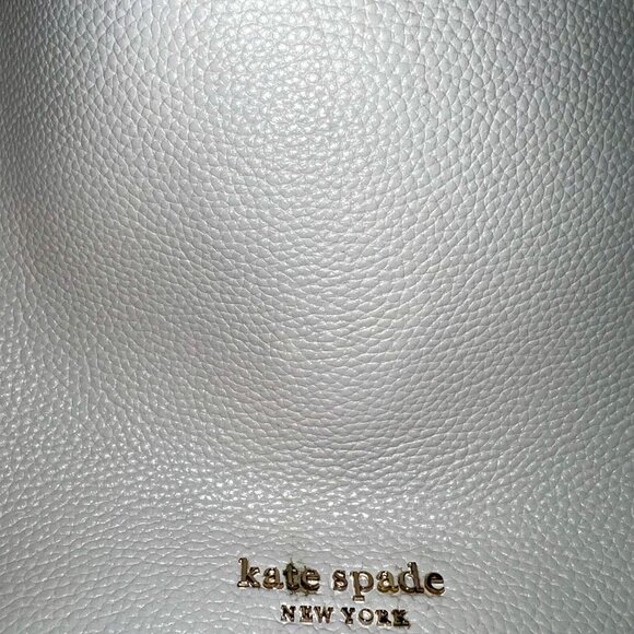 Kate Spade Hudson Color blocked Large Leather Hobo Bag, Tan Cream Shoulder Bag - Picture 6 of 8